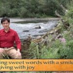 Speaking sweet words with a smile—better / Than giving with joy